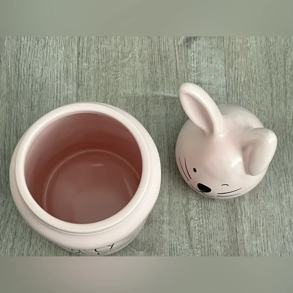 Rae Dunn Bunny Treats Pink Cookie Jar Canister Easter